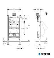 MEDIDAS BASTIDOR PARA URINARIO 98cm UNIVERSAL DUOFIX GEBERIT